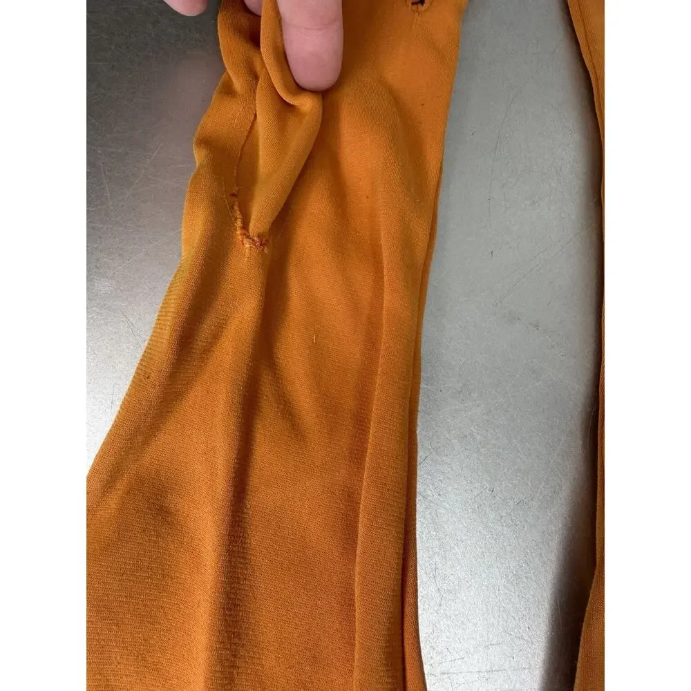 Vintage 50s 60s Orange Cotton Blend Elbow Gloves Pull On Approx Size 7 Driving